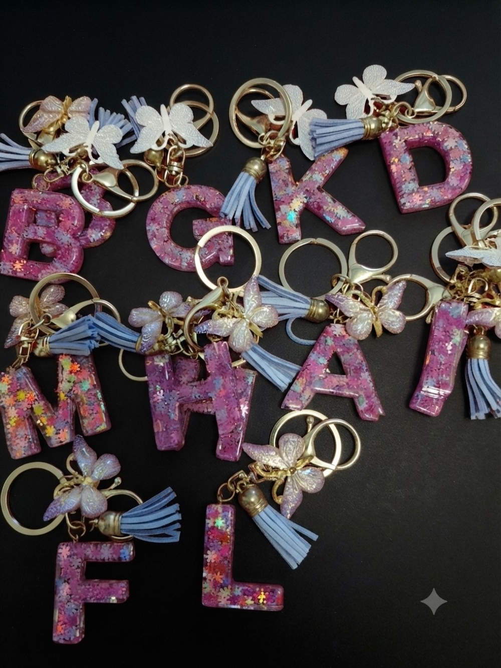 Inl Bag Charm/Keychain W/ Tassel and Butterfly Charm